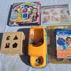 Lot of 5 Assorted Children's Toys – Bead Kit, Stampers, Shape Sorter, Vehicle