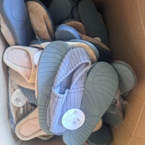 Bulk Lot of Approximately 12 New Beige/Tan & Grey Slippers with Tags