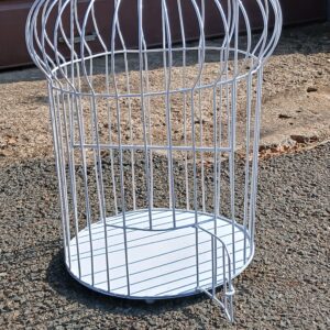 Decorative White Wire Bird Cage – 53cm x 40cm, Round Base, Top Hanging Loop