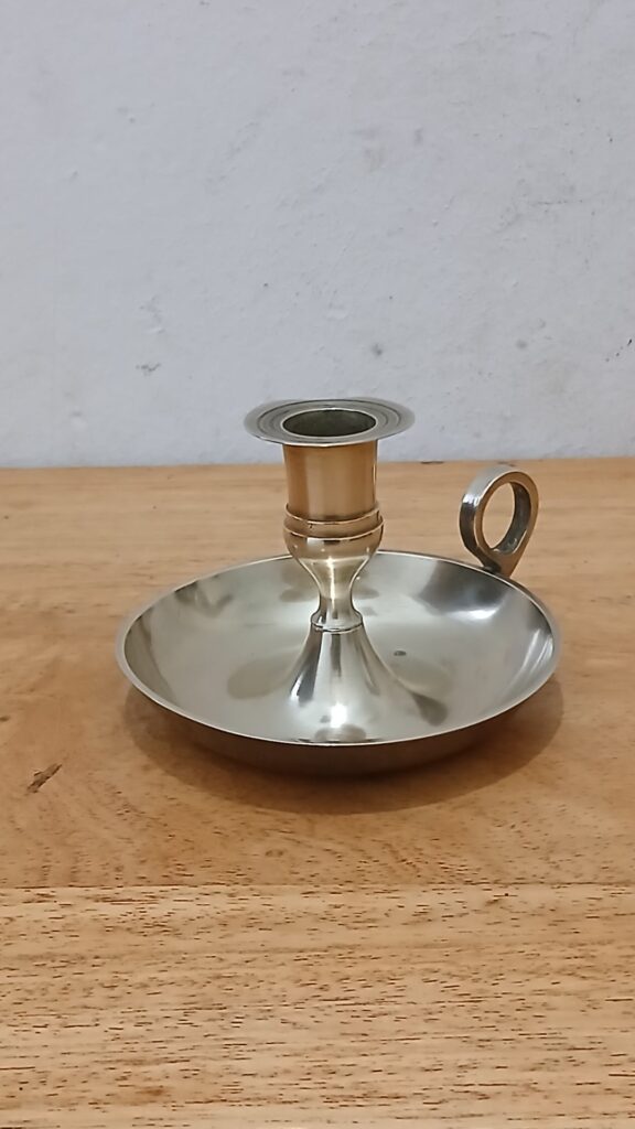 Antique Brass Chamberstick Candle Holder 13cm x 8cm