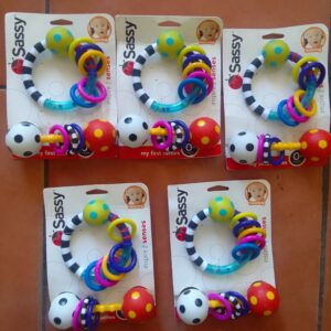 Lot of 5 Sassy Packaged Baby Rattles — Multicolour