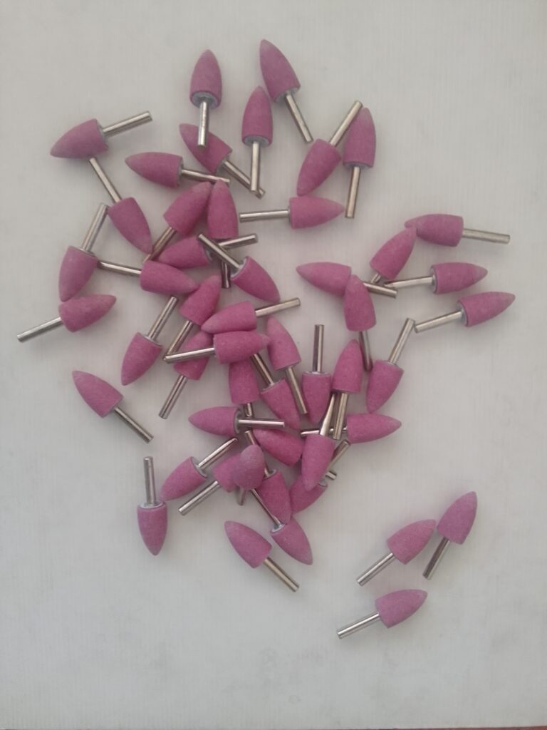 Lot of ~40 Pink Mounted Abrasive / Polishing Points with Metal Shanks