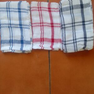 Lot of 10 Dish Cloths / Tea Towels — Mixed Stripes, White Base (Seller-claimed)