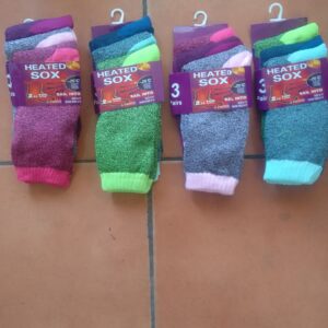 Heated SOX — Lot of 12 Pairs (4 x 3-pair Packs) Assorted Colours, Brand New