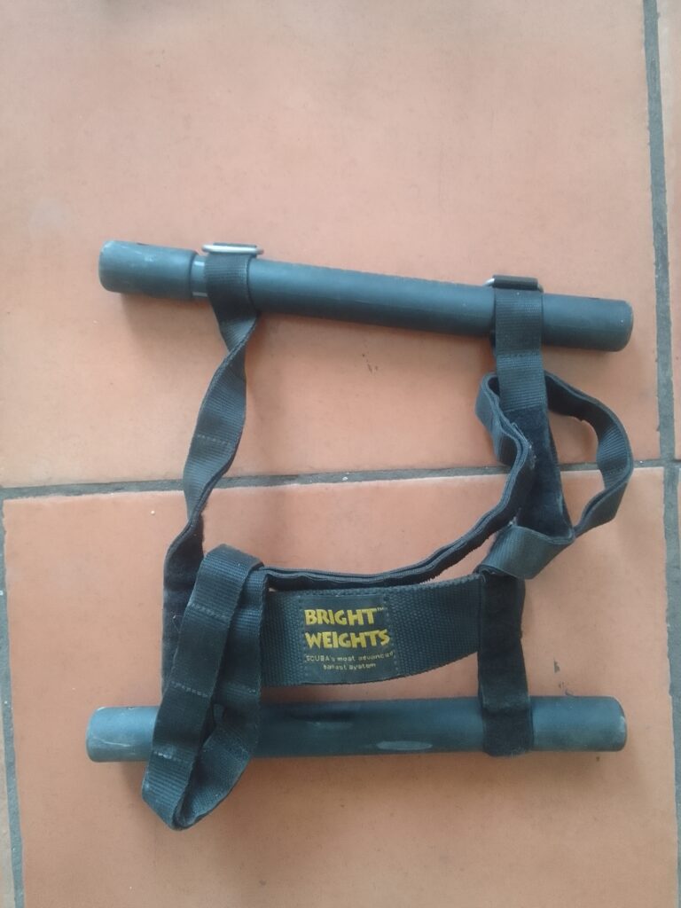 Strap-Style Scuba Diving Weight Assembly with ‘BRIGHT WEIGHTS’ Label — Used