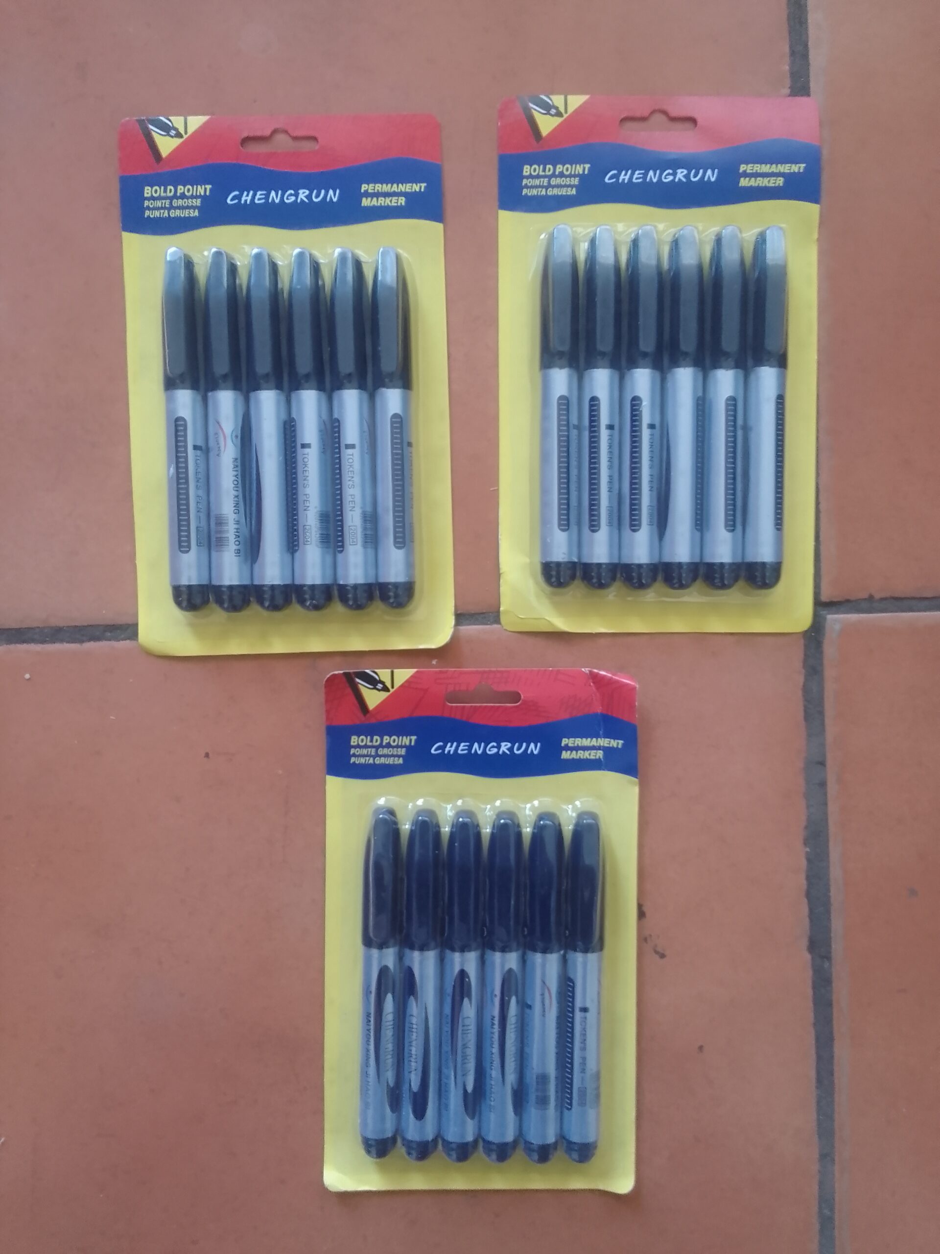 Lot of 18 CHENGRUN Black Permanent Markers in Sealed Retail Packs