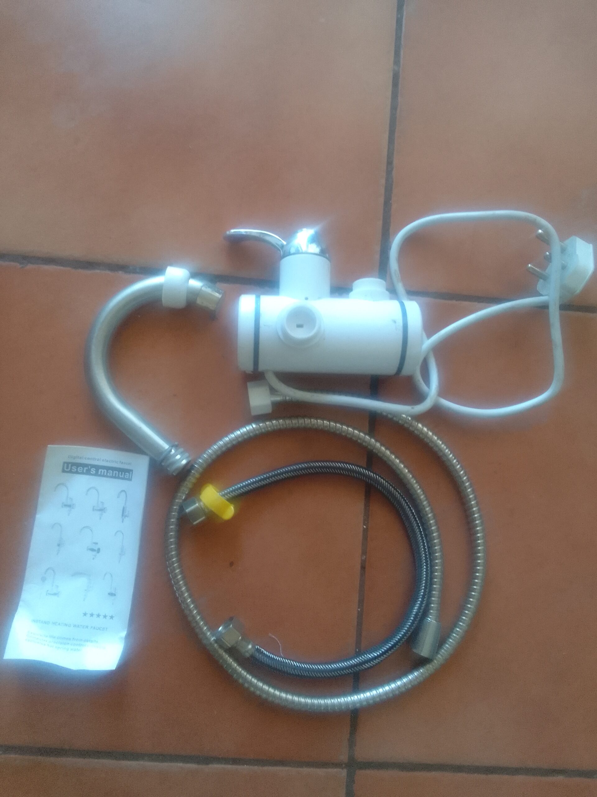 Used Instant Electric Water Faucet with Power Cord and Hoses (Untested)