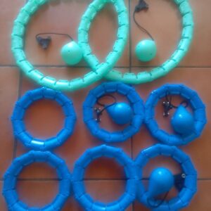 Lot of 8 Segmented Body-Shaping Hula Hoops (2 Green, 6 Blue) — Used, Incomplete