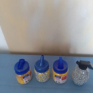 Lot of 4 Clear Containers of Airsoft BB Pellets (Mixed Colours)