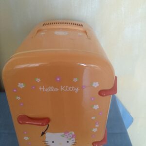 Orange Hello Kitty Mini Fridge — Compact Countertop Refrigerator, Interior Shelf