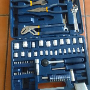 Topline Tool Kit in Blue Moulded Plastic Case — Multiple Hand Tools, Some Missing