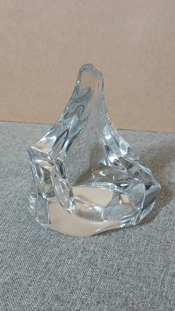 Franklin Mint Signed Art Glass ‘Iceberg’ Paperweight – Abstract Clear Glass, 11cm