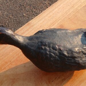 Hollow Duck Decorative Figure — Black painted, worn surface, rough open base