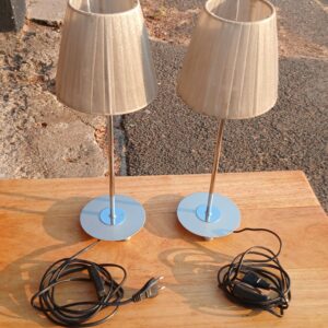 Pair of small matching table lamps with shades, cords & inline switches