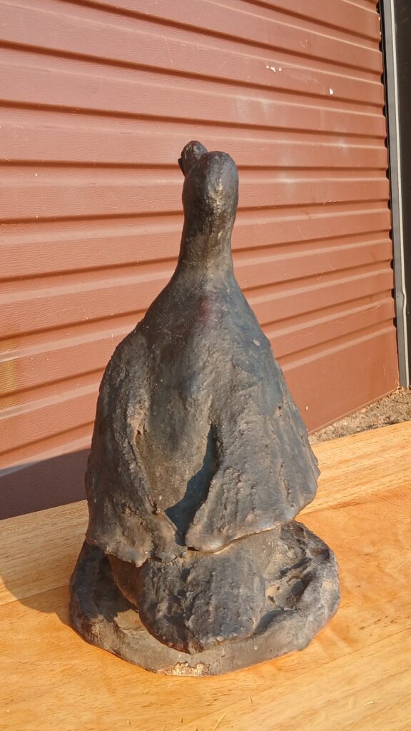 Pottery Duck Sculpture — Decorative Garden Duck with Base, 30 x 28 cm — Damaged/Repair