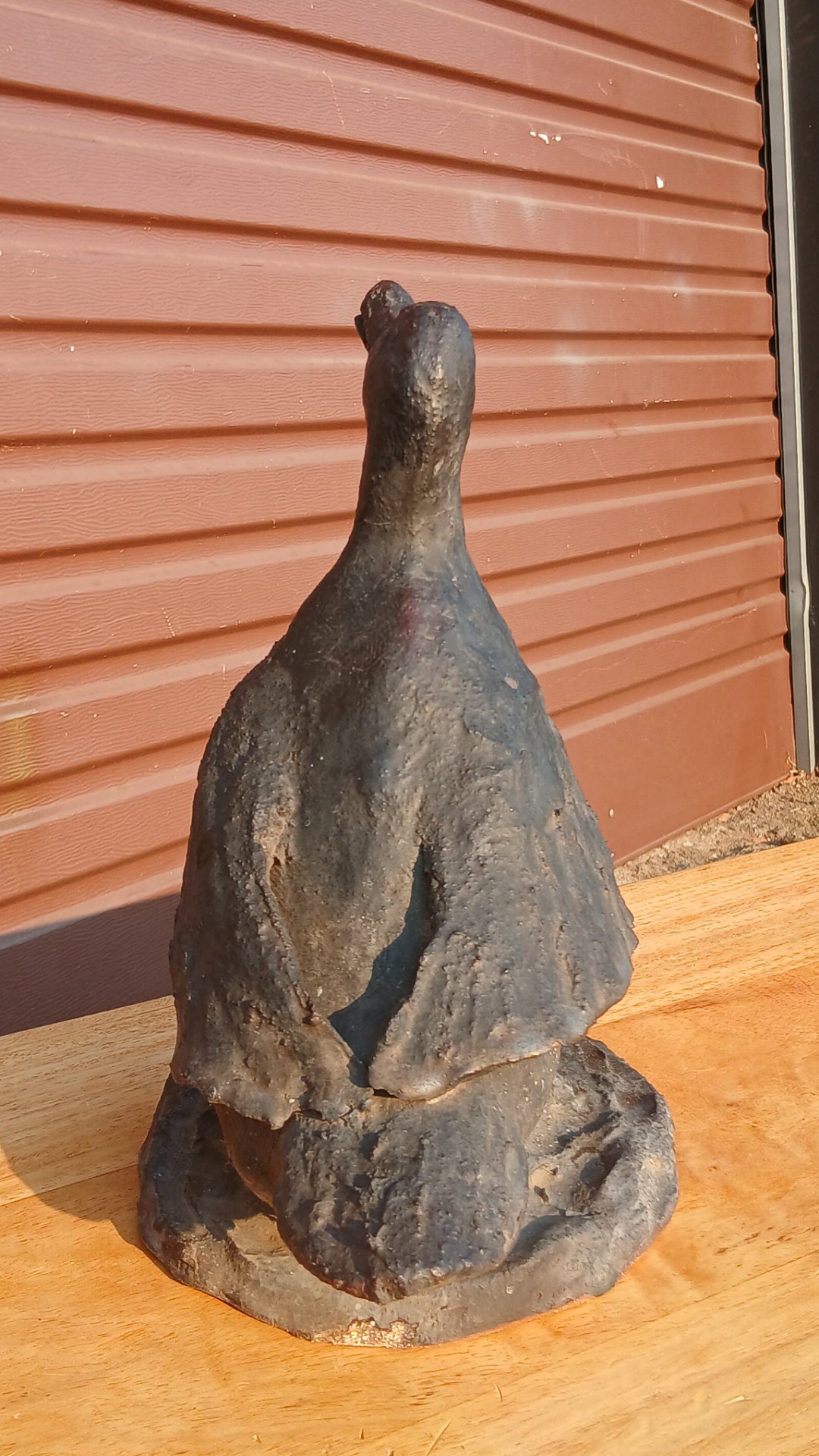 Pottery Duck Sculpture — Decorative Garden Duck with Base, 30 x 28 cm — Damaged/Repair