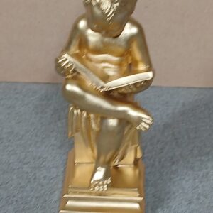 Gilt Resin Figure of Child Reading, Signed G. Ruggeri – 19cm