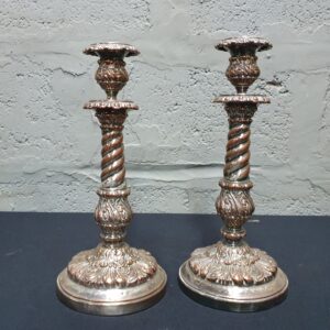 Pair of Ornate Plated Metal Candlesticks (51 cm) — Decorative Set of 2