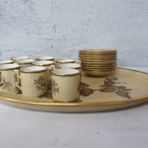 Lot of 10 Small Cups & 10 Saucers with Large Oval Serving Tray