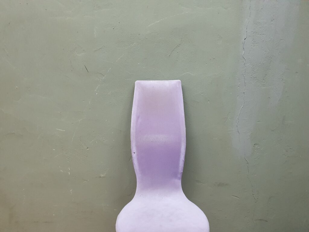 Purple/Lilac Upholstered High-Back Chair with Chrome Legs