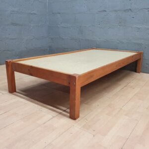 Single Wooden Bed Frame (No Mattress) – Light Brown, Low Profile