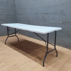 Foldable 180cm x 70cm White-Top Folding Table with Metal Legs (Totally HOME)