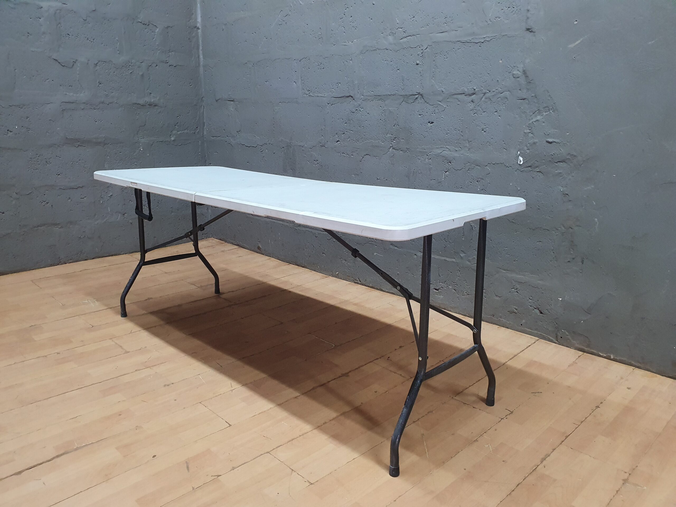 Foldable 180cm x 70cm White-Top Folding Table with Metal Legs (Totally HOME)