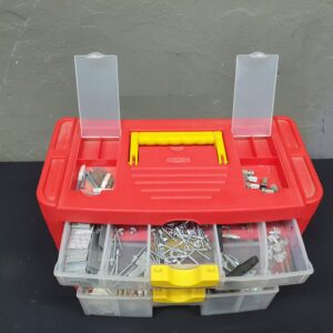 Red Plastic Multi-Drawer Small-Parts Organiser with Assorted Fasteners