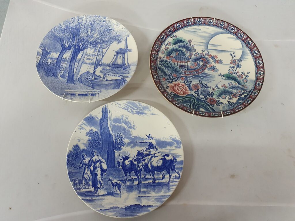 Set of 3 Decorative Ceramic/Porcelain Wall Plates with Backstamps