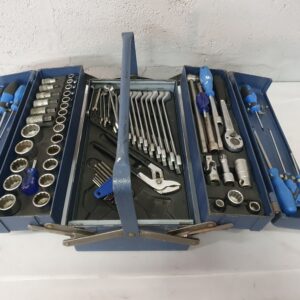 Blue Gedore Metal Toolbox with Assorted Hand Tools (Wrenches, Ratchet, Sockets)