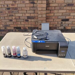 Epson EcoTank-style Printer with 5 Ink Bottles, Power Cable (Bundle)