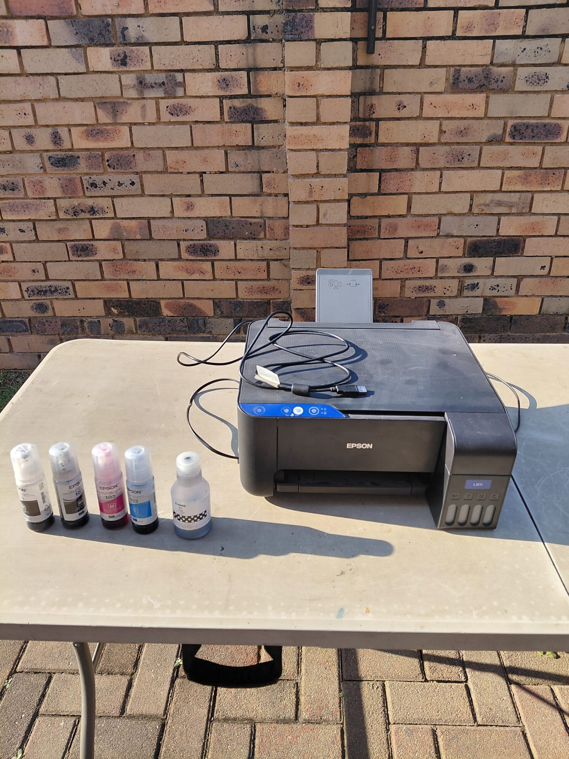 Epson EcoTank-style Printer with 5 Ink Bottles, Power Cable (Bundle)