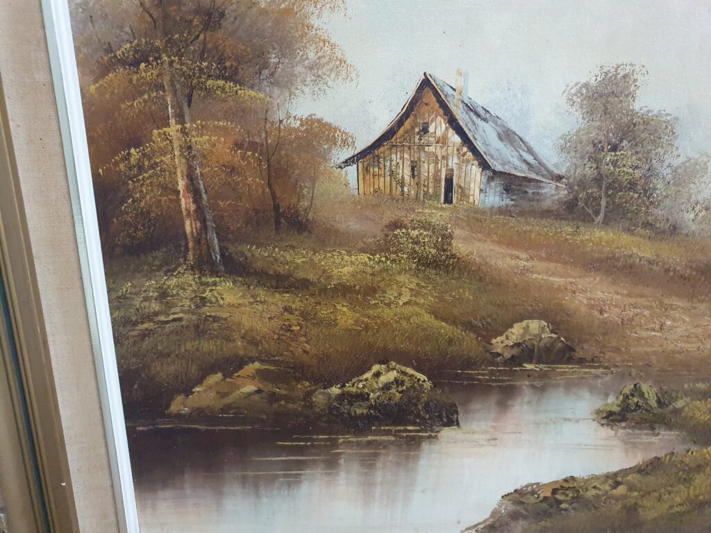 Framed landscape painting, 78 x 108 cm (incl. frame)