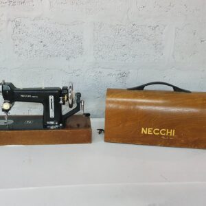 Vintage NECCHI Esperia 500 Sewing Machine on Wooden Base with Cover