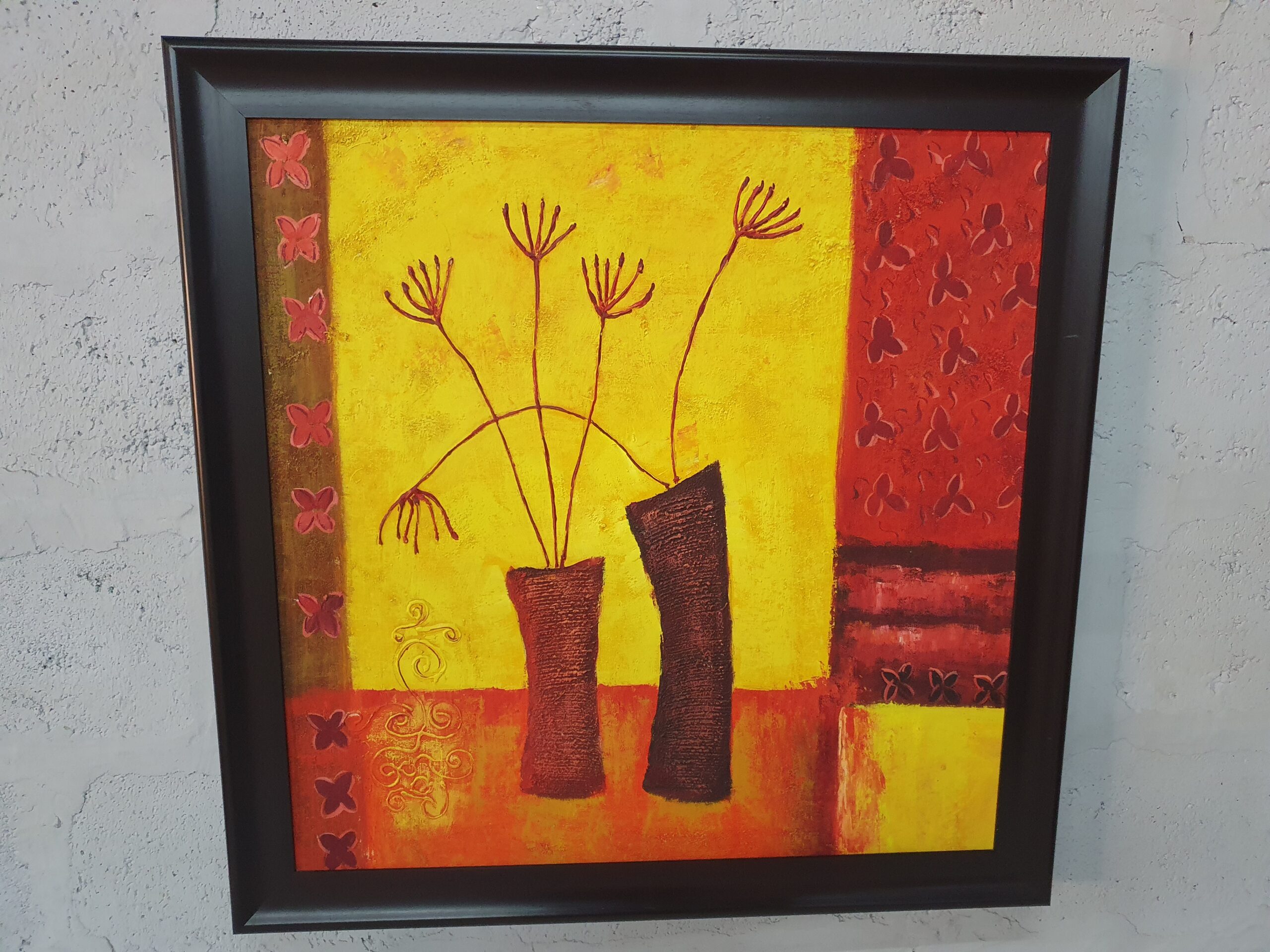 Large Framed Oil-on-Board Style Painting, 114 x 146 cm, Textured Surface