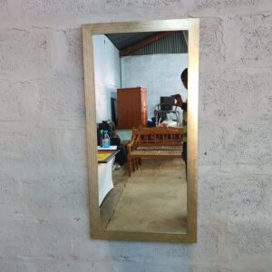 Rectangular Wall Mirror with Light Gold / Wood-Tone Frame
