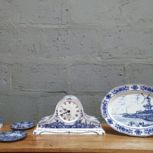 Delft Blue Mantel Clock & 6-Piece Delftware Decorative Ceramics Lot – Special Limited Collectors Edition