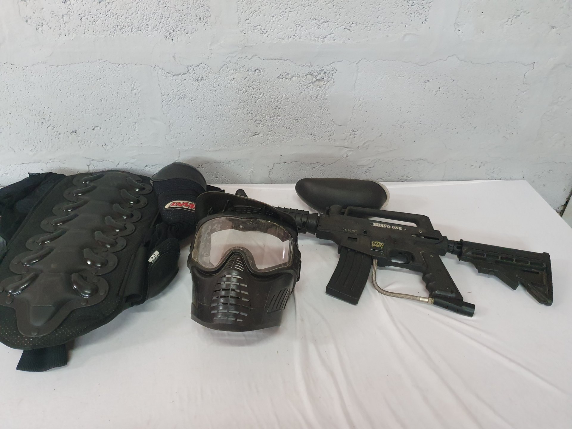 Tippmann Bravo One Paintball Marker Set – Marker, Mask, Pod Pack & Pads (Used, Complete)