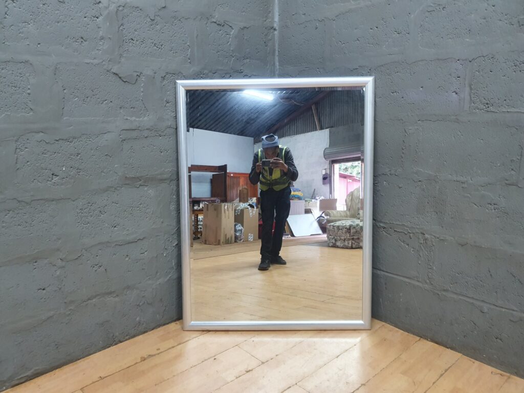 Large Rectangular Wall Mirror – Silver Frame, 97 x 127 cm