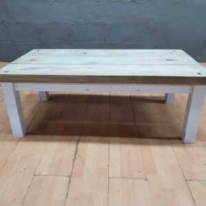 Low Pine Coffee / Side Table on White Painted Frame – 125 x 68 x 45 cm