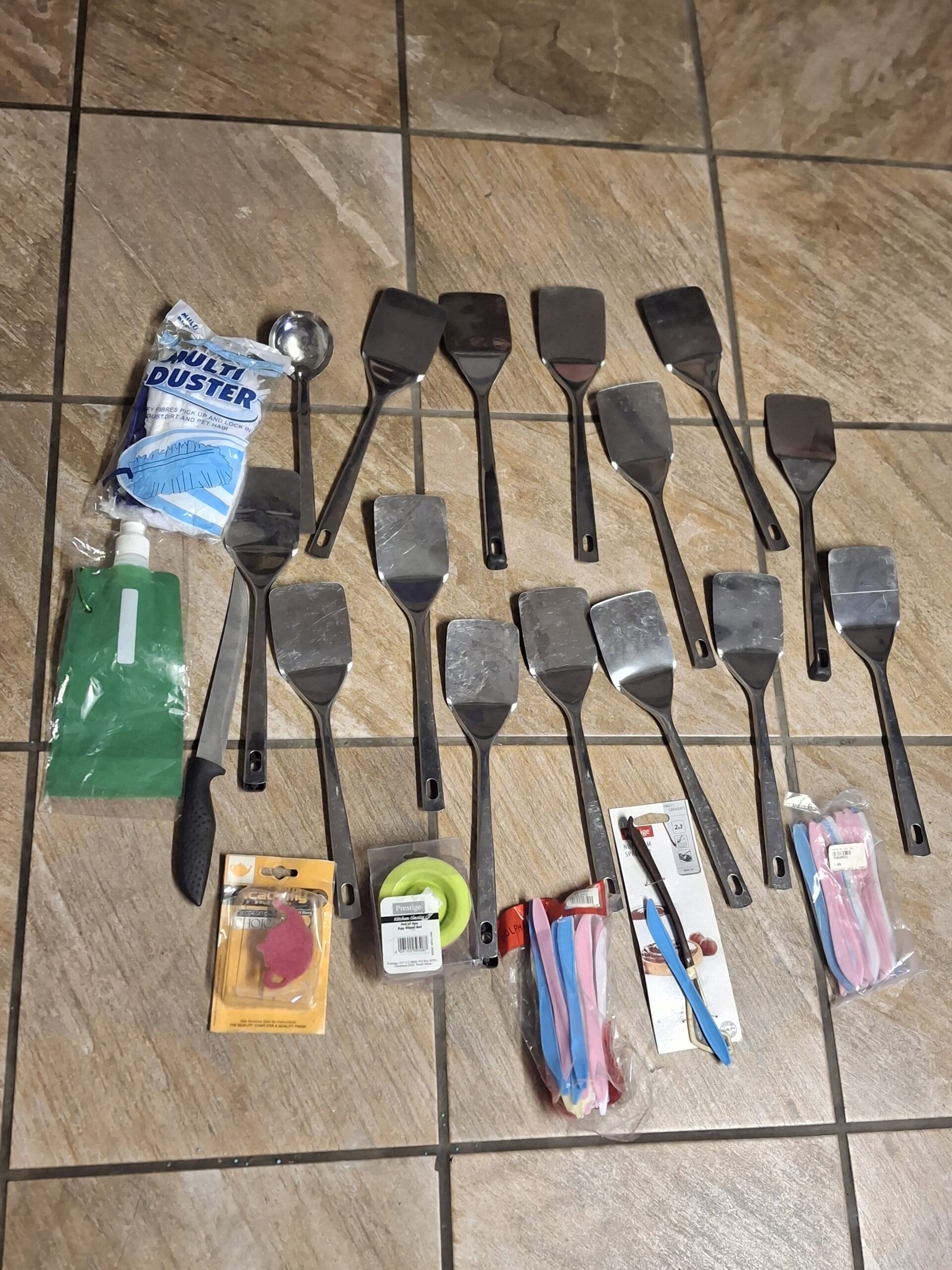 Bundle of ~14 Metal Turner Spatulas with Assorted Kitchen Accessories