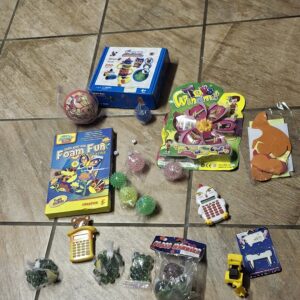 Mixed lot of ~18 small children's toys & craft items — boxed and loose