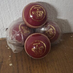 Set of 4 Red 'SUPER TEST' Cricket Balls (5 1/2 OZ, printed)