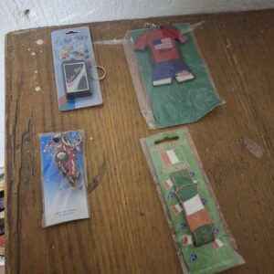 Lot of 4 Packaged Keyrings – assorted designs on Echo Key backing card