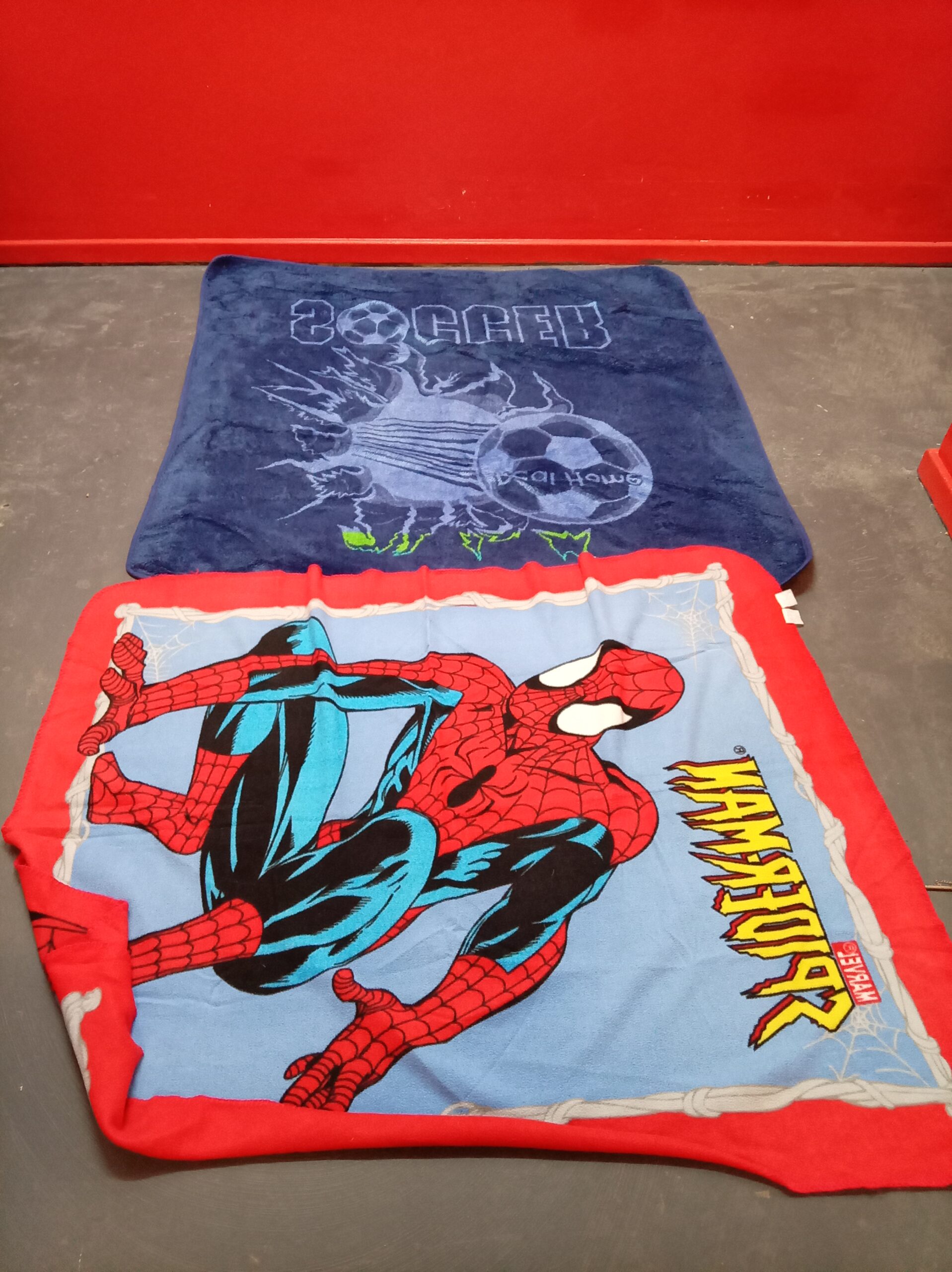 Pair of Children’s Blankets — Spiderman & Soccer Design (2-piece set)