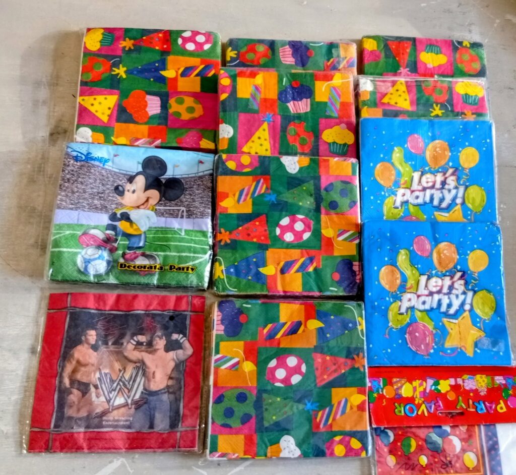 Bulk Lot of 12 Assorted Party Napkin Packs – Disney, WWE & Colourful Party Designs (Sealed)