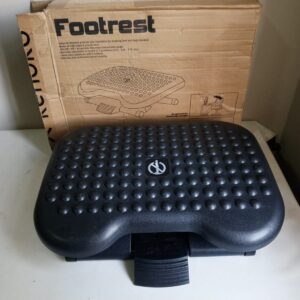 Black Adjustable Plastic Footrest with Textured Non-Slip Top — Single Unit
