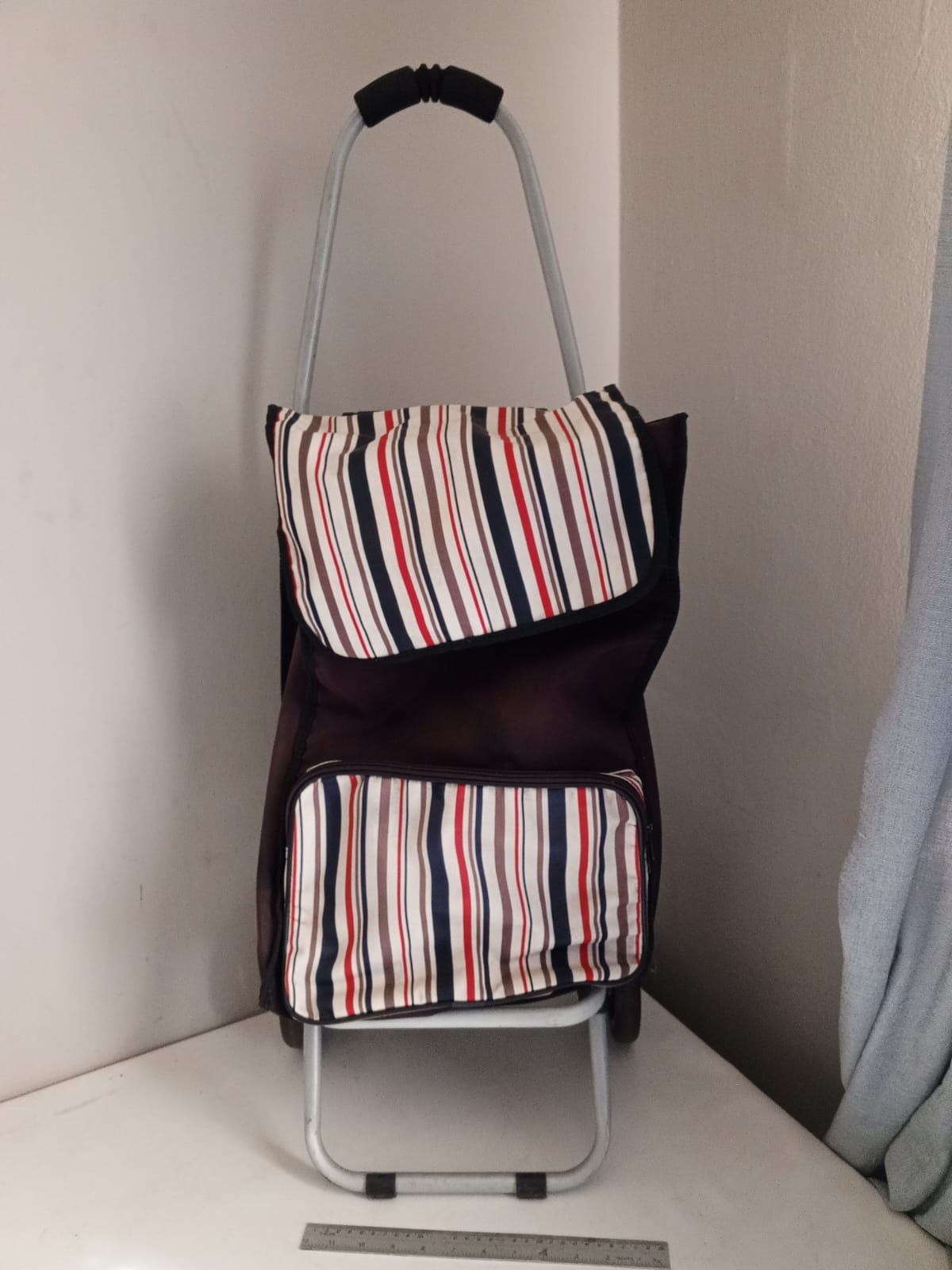 Foldable Shopping Trolley Bag on Metal Frame with Wheels — Single Item