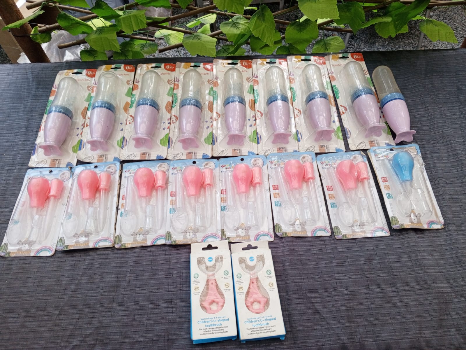 Joblot Mixed Baby Care Items – Silicone Rice-Paste Bottles & Pink Care Sets (≈22pcs)
