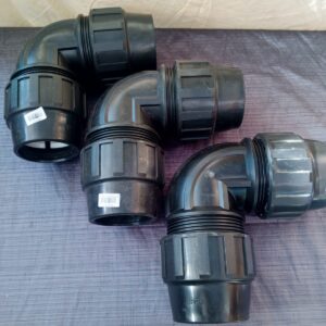 Set of 3 Black 90° Union Elbow Pipe Fittings (approx. 75mm seller claim)